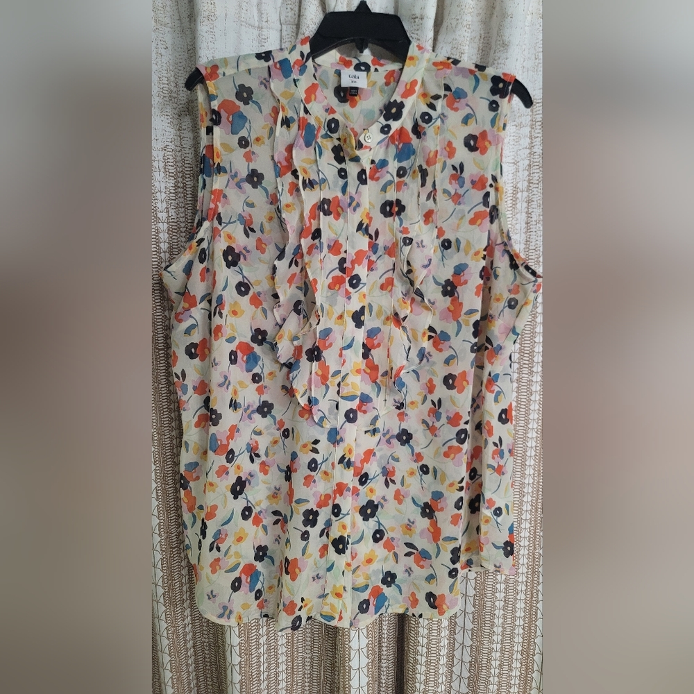 Cabi Tuxedo Ruffle Top